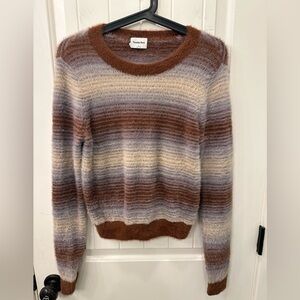 Aritzia Sunday Best Kitten Sweater | Fuzzy Gradient Striped Knit | Size Medium